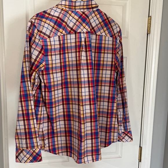 Talbots button down shirt womens size large long sleeve plaid 100% Cotton button - Picture 5 of 5